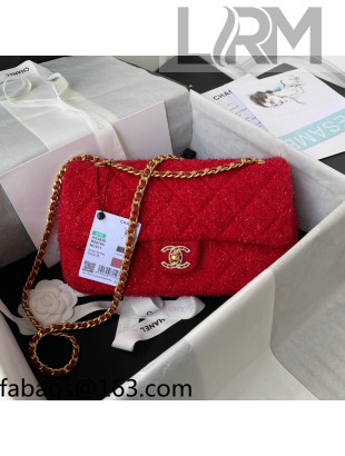 Chanel Sequins Tweed Medium Flap Bag AS2820 Red 2021 