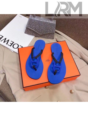 Hermes Beach Thong Slide Sandals Blue 2022 06