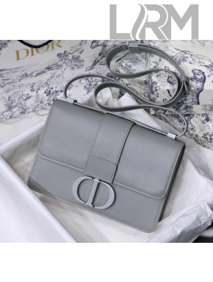 Dior 30 Montaigne Stamped Grain Calfskin Flap Bag With Matte Tonal 'CD' Clasp Grey Stone 2020