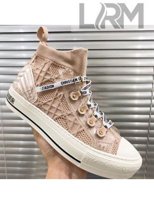 Dior Walk'n'Dior High-top Sneakers in Nude Knit with Cannage Embroidery 2020