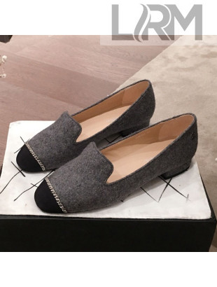 Chanel Felt Chain Flat Loafers G35164 Gray 2020