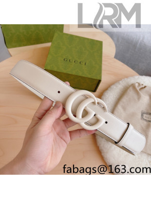 Gucci Aria GG Marmont Leather Belt 4cm All White 2021 19