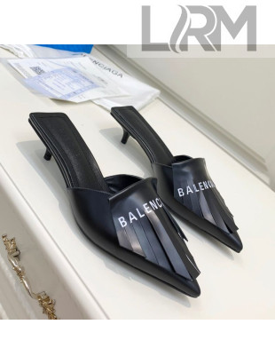 Balenciaga Tassel Heel Mules 3cm Black 2021