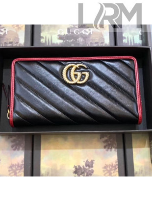 Gucci GG Diagonal Marmont Zip Around Wallet ‎573810 Black