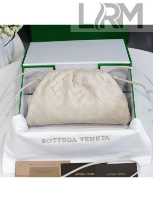 Bottega Veneta The Mini Pouch Crossbody Bag in Woven Lambskin White 2020 01