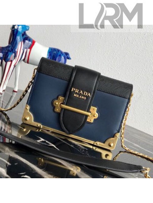 Prada Cahier Calf Leather Bag 1BH018 Blue 2019