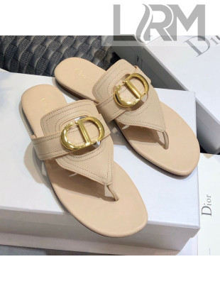 Dior CD Calfskin Flat Thong Sandals Nude 2020