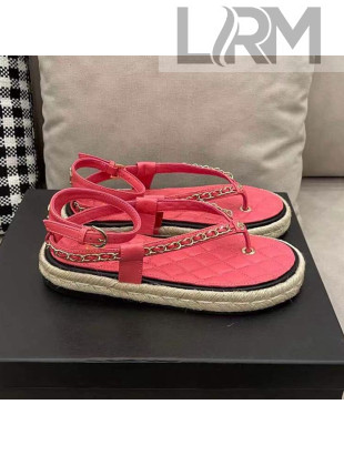 Chanel Lambskin Flat Thong Sandals G36921 Red 2020