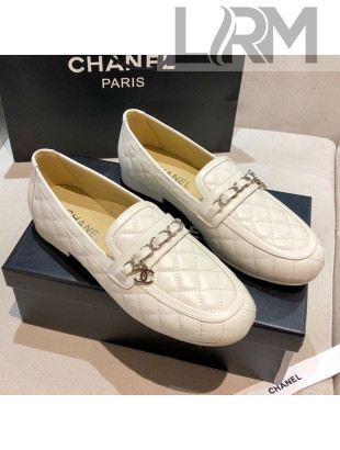 Chanel Lambskin Loafers G37312 White 2021