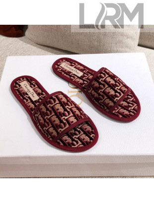 Dior Homey Slipper Sandals in Burgundy Oblique Embroidery 2020