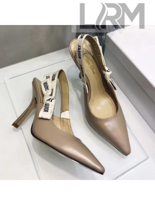 Dior Slingback In Patent Calfskin With J'Adior Ribbon 9.5 cm Pearl Beige 2018