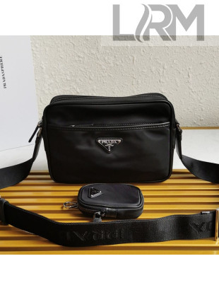 Prada Nylon and Saffiano Leather Bag with Strap 2VH048 Black 2020