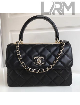 Chanel Quilting Small Trendy CC Flap Bag With Top Handle A92236 Black 2018(Gold-tone Hardware)