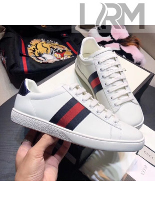 Gucci Ace Sneakers With Blue Back White 2021 (For Women and Men)