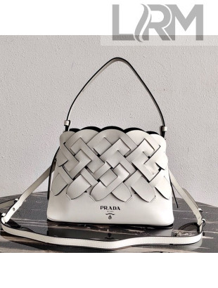 Prada Leather Tress Shoulder Bag 1BA290 White 2020