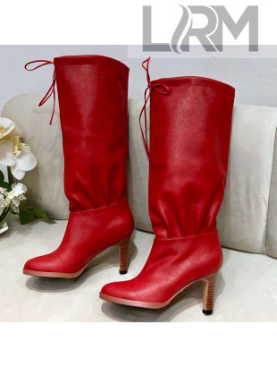 Gucci Leather Tied Mid-heel High Knee Boot 549680 Red 2019