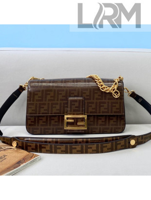 Fendi Large Baguette FF Glazed Shoulder Bag Brown 2021 320L 02