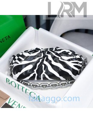 Bottega Veneta The Chain Pouch Zebra Print Shoulder Bag with Square Ring Chain Strap Black/White 2020