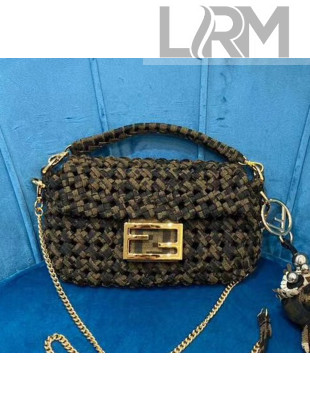 Fendi Jacquard Fabric Interlace Mini Baguette Bag Brown 2020(Top)