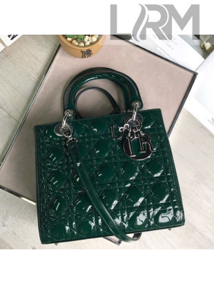 Dior My Lady Dior Medium Bag in Patent Cannage Calfskin Green/Silver 2019