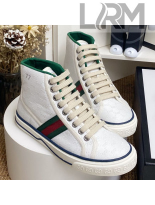 Gucci Tennis 1977 High Top Sneakers in White GG Fabric 2020 (For Women and Men)