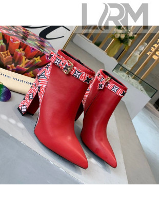 Louis Vuitton Crafty and Calfskin Short Boots with Top Buckle Red 2020