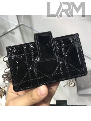 Dior Lady Dior Patent Cannage Calfskin Card Holder Black 2019