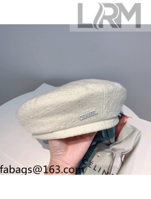 Chanel Tweed Beret Hat White 2021 08