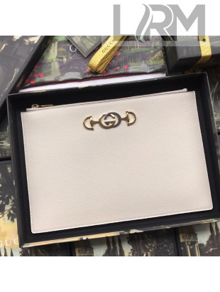 Gucci Zumi Grainy Leather Pouch 570728 White 2019