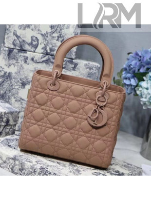 Dior Lady Dior Medium Bag in Ultra-Matte Cannage Calfskin Beige-Pink 2019