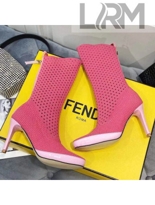 Fendi Reflections Woven Lace Ankle Boots Pink 2021