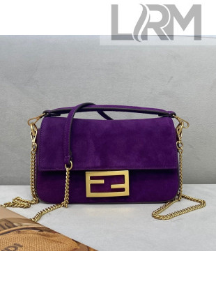 Fendi Small Baguette Suede Shoulder Bag Purple 2021 308S