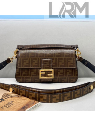 Fendi Medium Baguette FF Glazed Shoulder Bag Brown 2021 320M 02