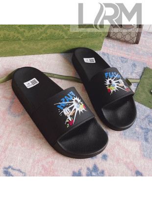 Disney x Gucci Donald Duck Flat Slide Sandal Black 2021 06