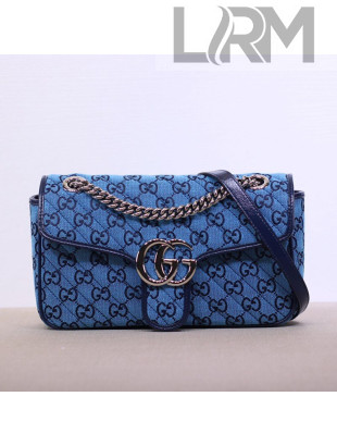 Gucci GG Marmont Multicolour Canvas Small Shoulder Bag 443497 Blue 2021