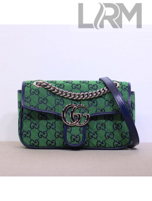 Gucci GG Marmont Multicolour Canvas Chain Mini Bag 446744 Green 2021