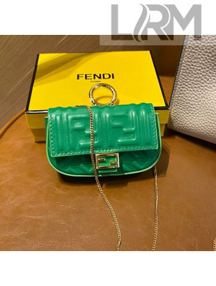 Fendi FF Leather Nano Baguette Charm Green 2021