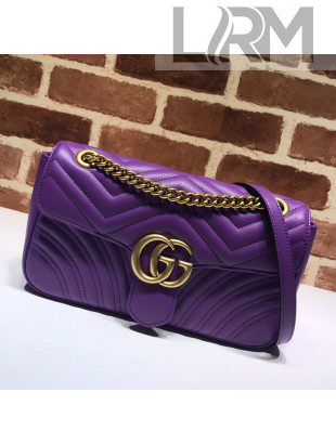 Gucci GG Marmont Lether Small Shoulder Bag 443497 Purple 2021