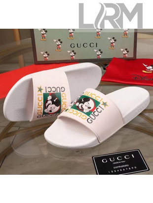 Gucci Disney x Gucci Rubber Flat Slide Sandals White 2020(For Women and Men)