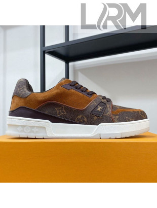 Louis Vuitton Men's Trainer Monogram Canvas and Suede Sneakers Brown 2021