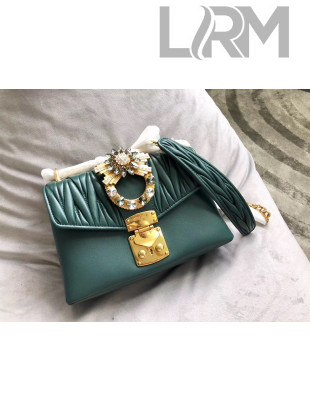  Miu Miu Matelasse Calfskin Flap Shoulder Bag 5BD103 Green