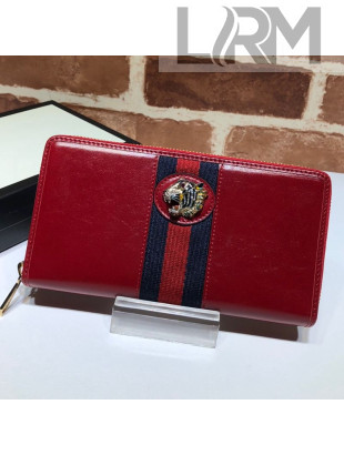 Gucci Leather Rajah Zip Around  Wallet 573791 Red 