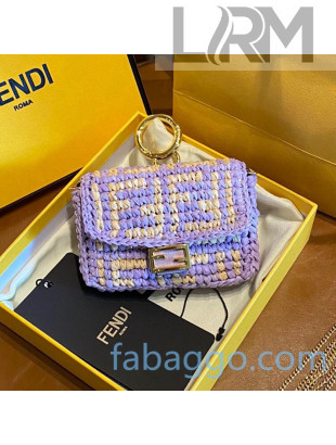 Fendi Woven Raffia Nano Baguette Charm Lilac Purple 2020