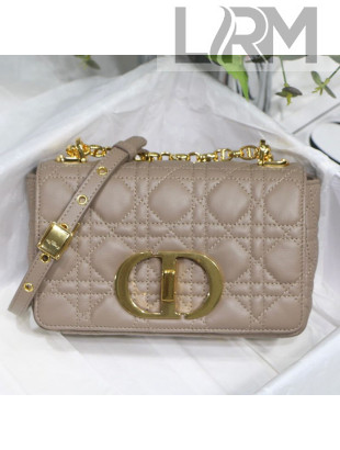 Dior Small Caro Chain Bag in Soft Cannage Calfskin Taupe Grey 2021