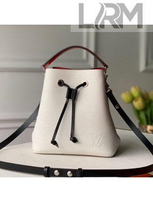 Louis Vuitton NéoNoé BB Epi Leather Bucket Bag M55556 White/ Black/Scarlet Red 2020