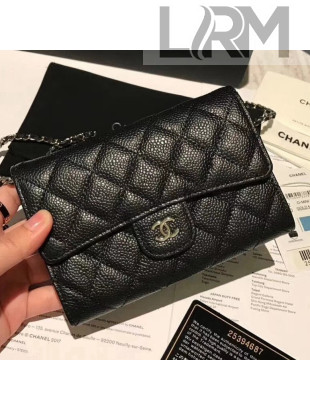 Chanel Grained Calfskin Classic Mini Clutch with Chain A84512 Black2018(Silver-tone Metal)