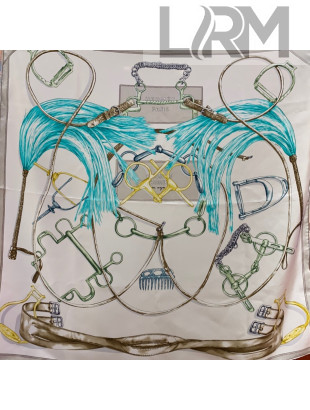 Hermes Sketch Twilly Silk Square Scarf 90x90cm Green 2021