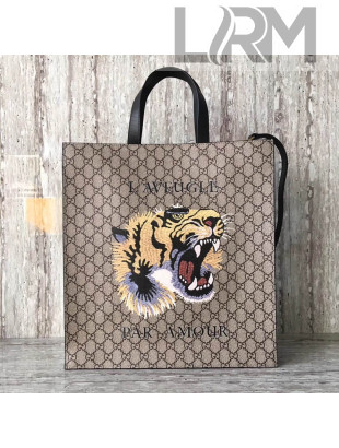 Gucci Tiger Print Soft GG Supreme Tote 450950  