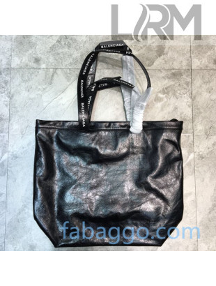 Balenciaga Medium Logo Handle Vertical Shopping Tote Black/White 2020