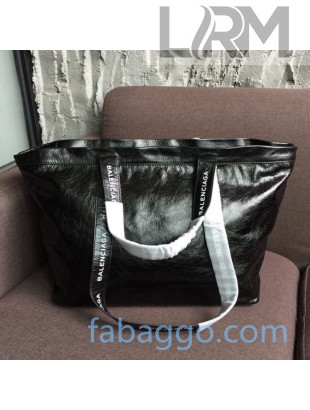 Balenciaga Small Logo Handle Shopping Tote Bag Black/White 2020